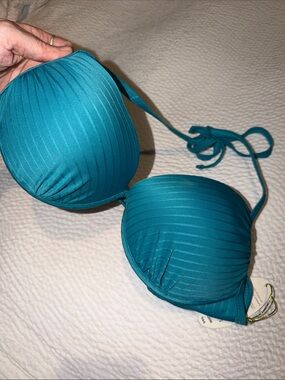 Ribbed Teal Push-Up Bikini Top - Women Intimates & Sleepwear